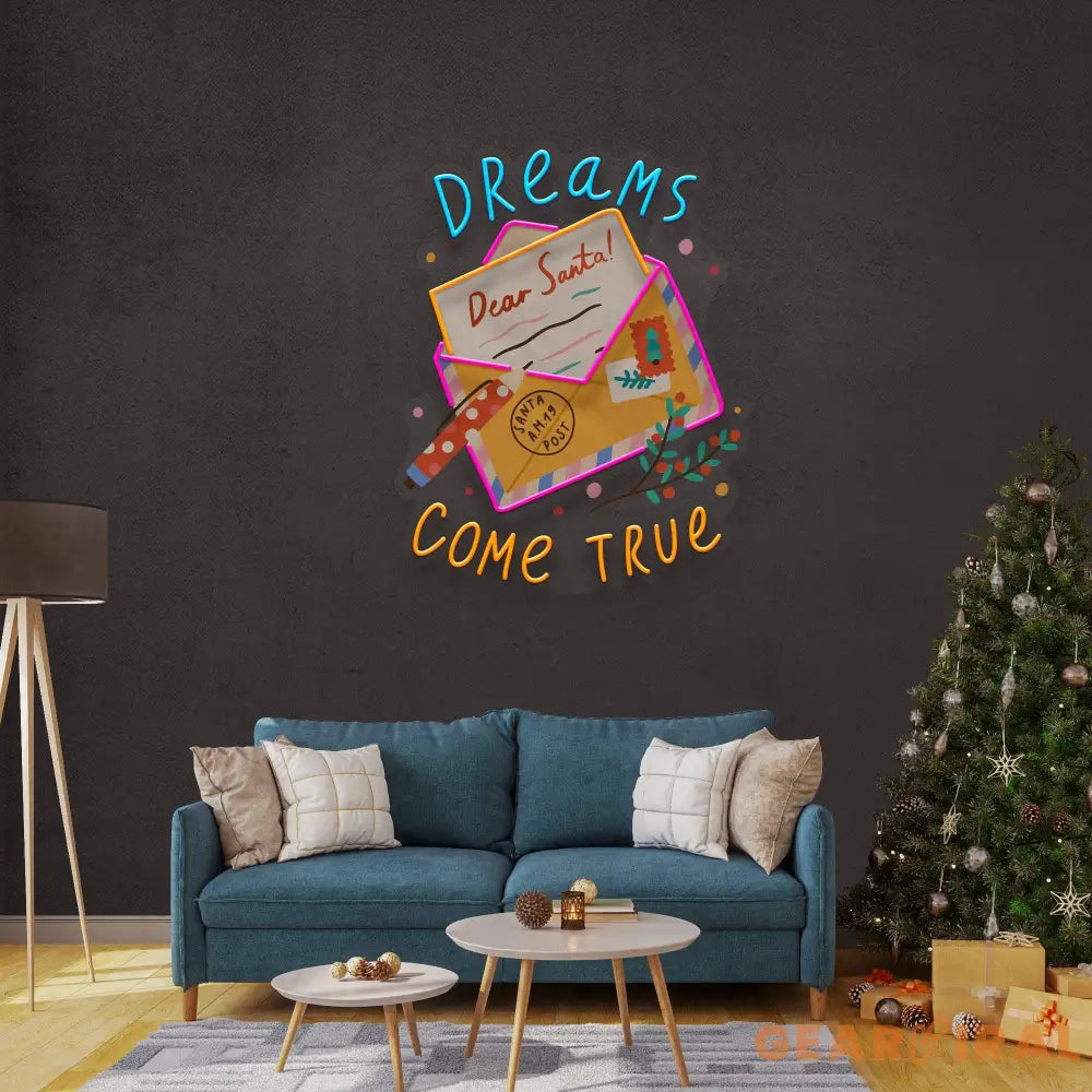 Dear Santa Letter Christmas Neon Sign
