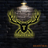 Deer Antlers & Rifles Sign Personalized Family Name Led Sign Outdoor Door Decor Address Wall Art Perfect Gift for