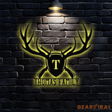Deer Antlers & Rifles Sign Personalized Family Name Led Sign Outdoor Door Decor Address Wall Art Perfect Gift for
