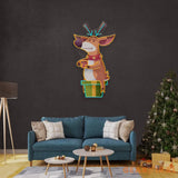 Deer On Gift Christmas LED Neon Acrylic Artwork