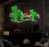 Desert Cactus Neon Sign Southwestern Landscape Neon Light Cactus Decor for Bar or Home Customizable Desert Scene LED