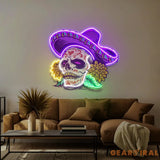Dia De Muertos Mexican Sugar Skull Artwork Led Neon Sign Light