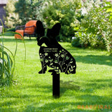 Dog Flower Metal Family Name Sign - Personalized Monogram Dog Shape Metal Stake - Custom Garden Decor- Garden Dog Metal