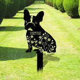 Dog Flower Metal Family Name Sign - Personalized Monogram Dog Shape Metal Stake - Custom Garden Decor- Garden Dog Metal