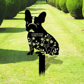 Dog Flower Metal Family Name Sign - Personalized Monogram Dog Shape Metal Stake - Custom Garden Decor- Garden Dog Metal