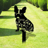 Dog Flower Metal Family Name Sign - Personalized Monogram Dog Shape Metal Stake - Custom Garden Decor- Garden Dog Metal