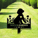 Dog Garden Metal Family Name Sign - Personalized Monogram Dog Shape Metal Stake - Custom Garden Decor- Garden Dog Metal