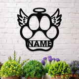 Dog Paw With Wings Metal Name Sign With LED Lights Personalized Split Letter Last Name Dog Lover Metal Sign Dog Metal