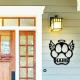 Dog Paw With Wings Metal Name Sign With LED Lights Personalized Split Letter Last Name Dog Lover Metal Sign Dog Metal