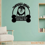 Dog’s House I Live Here Too Metal Name Sign Personalized Split Letter Last Name Christian Sign Outdoor Door Hanger