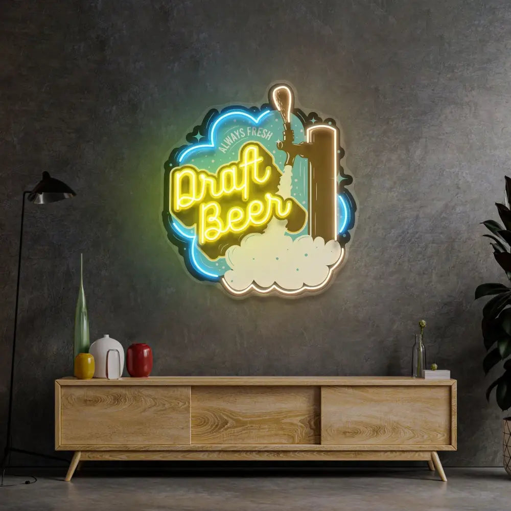 Draft Beer LED Neon Sign Light Pop Art