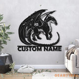 Dragon Metal Wall Art with LED Lights Personalized/ Custom Name Dragon Metal Sign - Dragon Gifts Funny - Boy room Decor