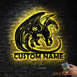 Dragon Metal Wall Art with LED Lights Personalized/ Custom Name Dragon Metal Sign - Dragon Gifts Funny - Boy room Decor