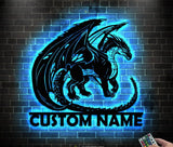 Dragon Metal Wall Art with LED Lights Personalized/ Custom Name Dragon Metal Sign - Dragon Gifts Funny - Boy room Decor