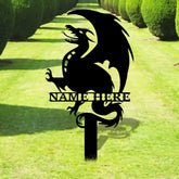 Dragon Security Custom Metal Stake - Dragon Garden Decor - Personalize Dragon Garden Metal Sign - Dragon Garden Yard