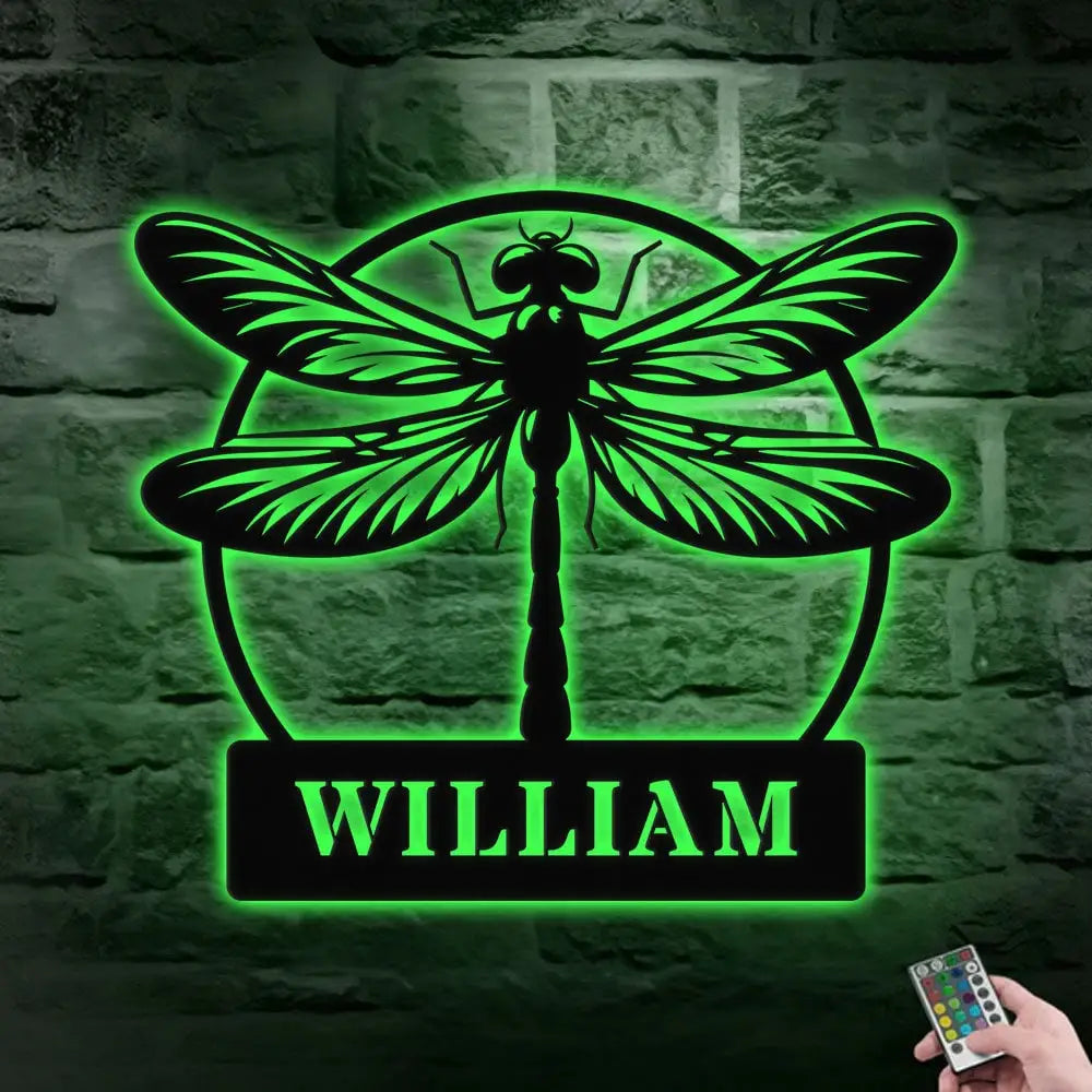 Dragonfly Metal Sign With Led Lights Personalized Dragonfly Metal Sign Dragonfly Decor Dragonfly Wall Art Housewarming