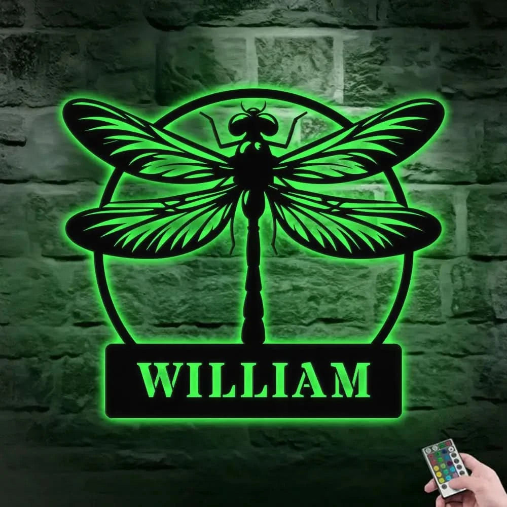 Dragonfly Metal Sign With Led Lights Personalized Dragonfly Metal Sign Dragonfly Decor Dragonfly Wall Art Housewarming