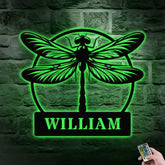 Dragonfly Metal Sign With Led Lights Personalized Dragonfly Metal Sign Dragonfly Decor Dragonfly Wall Art Housewarming