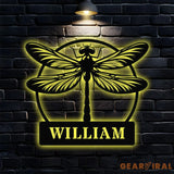 Dragonfly Metal Sign With Led Lights Personalized Dragonfly Metal Sign Dragonfly Decor Dragonfly Wall Art Housewarming