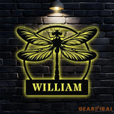 Dragonfly Metal Sign With Led Lights Personalized Dragonfly Metal Sign Dragonfly Decor Dragonfly Wall Art Housewarming