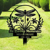 Dragonfly Remembering Plaque with Stake Personalized Metal Garden Marker Memorial Metal Sign Sympathy Gift Grave Marker