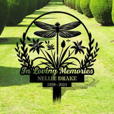 Dragonfly Remembering Plaque with Stake Personalized Metal Garden Marker Memorial Metal Sign Sympathy Gift Grave Marker