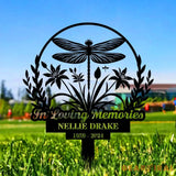 Dragonfly Remembering Plaque with Stake Personalized Metal Garden Marker Memorial Metal Sign Sympathy Gift Grave Marker