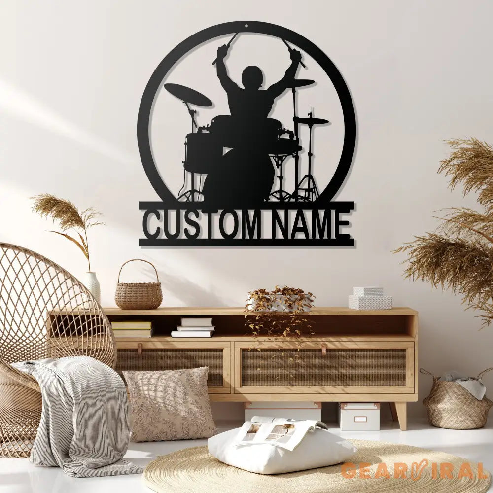Drummer Metal Wall Art With Led Lights - Custom Drummer Name Sign - Personalized Drummer Decoration - Home Decor