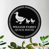 Duck House Name Farm Metal Sign - Duck Wall Art Decor - Personalize Farm Home Sign - Metal Farm Family Name - Garden