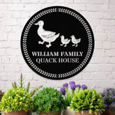 Duck House Name Farm Metal Sign - Duck Wall Art Decor - Personalize Farm Home Sign - Metal Farm Family Name - Garden