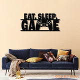Eat Sleep Game LED Metal Sign Video Game Controller Wall Art Gamer Room Decor Gaming Decor for Home Gift for Boyfriend