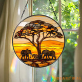 Elephant Mama and Baby Glass Suncatcher Motherhood Window Art Gift for Mom Garden or House Decor Elephant Family