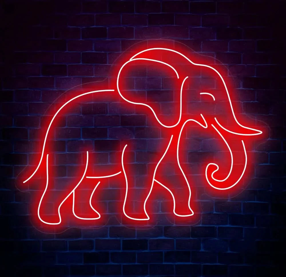 Elephant Neon Sign Custom LED Elephant Light for Kids Room Safari Animal Decor Jungle Theme Wall Art Elephant Lover