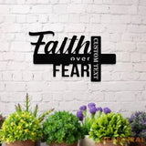Faith Over Fear Christian LED Sign Jesus Metal Sign Christian Sign Faith Over Fear Outdoor Jesus Decor Cross Metal Sign