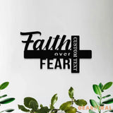 Faith Over Fear Christian LED Sign Jesus Metal Sign Christian Sign Faith Over Fear Outdoor Jesus Decor Cross Metal Sign