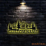 Family Fishing Hunting Lover Metal Sign Personalized Family Name Led Metal Sign Outdoor Door Decor Address Wall Art
