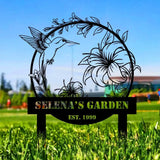Family Hummingbird Garden Stake Custom Garden Name Metal Yard Sign Personalized Metal Sign Gift For Her - Garden Decor