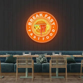 Fast Food Hamburger And Coffee Artwork Led Neon Sign Light