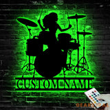 Female Drummer Name Sign Metal with LED Lights - Drummer Gifts - Musical Instruments - Girl Play Drum | GearViral
