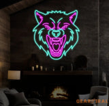 Fierce Wolf Neon Sign Custom Wolf Wall Art Animal Neon Light for Game Room Cool Neon Art for Bar Decor Gift for Wolf