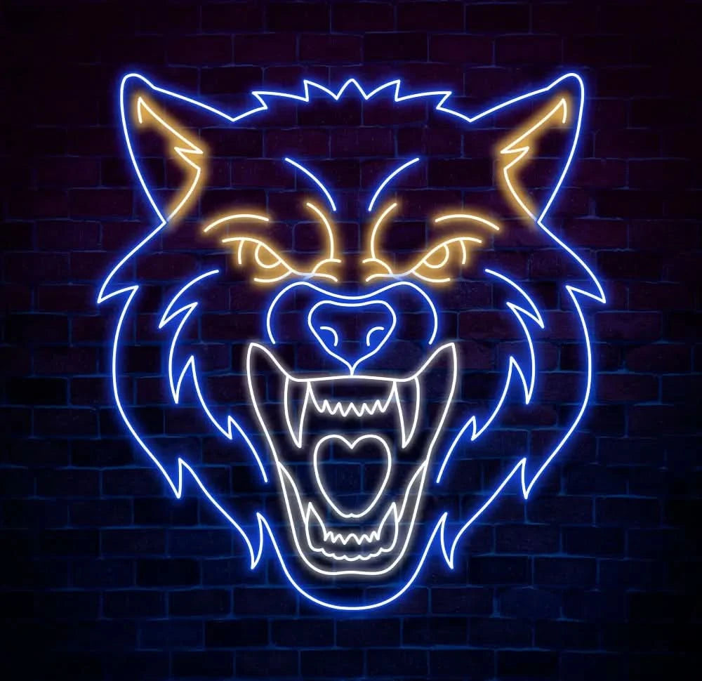 Fierce Wolf Neon Sign Custom Wolf Wall Art Animal Neon Light for Game Room Cool Neon Art for Bar Decor Gift for Wolf