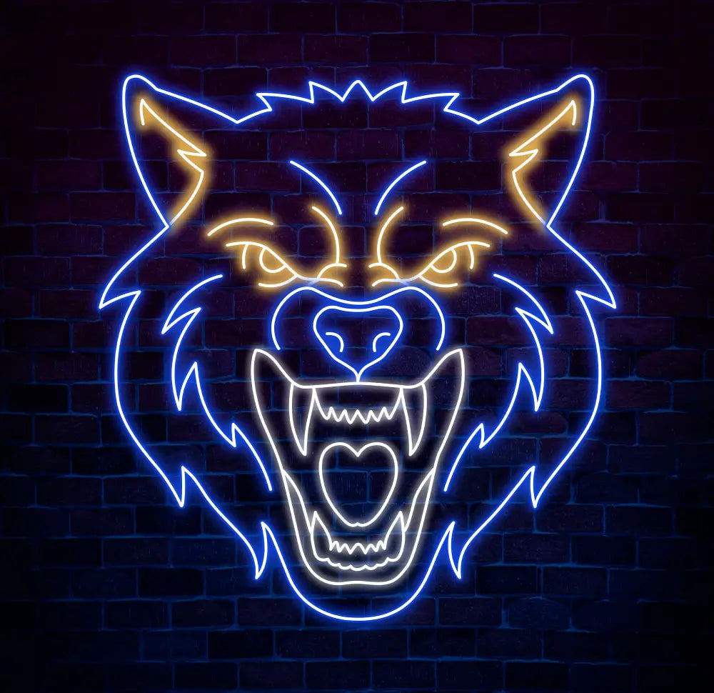 Fierce Wolf Neon Sign Custom Wolf Wall Art Animal Neon Light for Game Room Cool Neon Art for Bar Decor Gift for Wolf