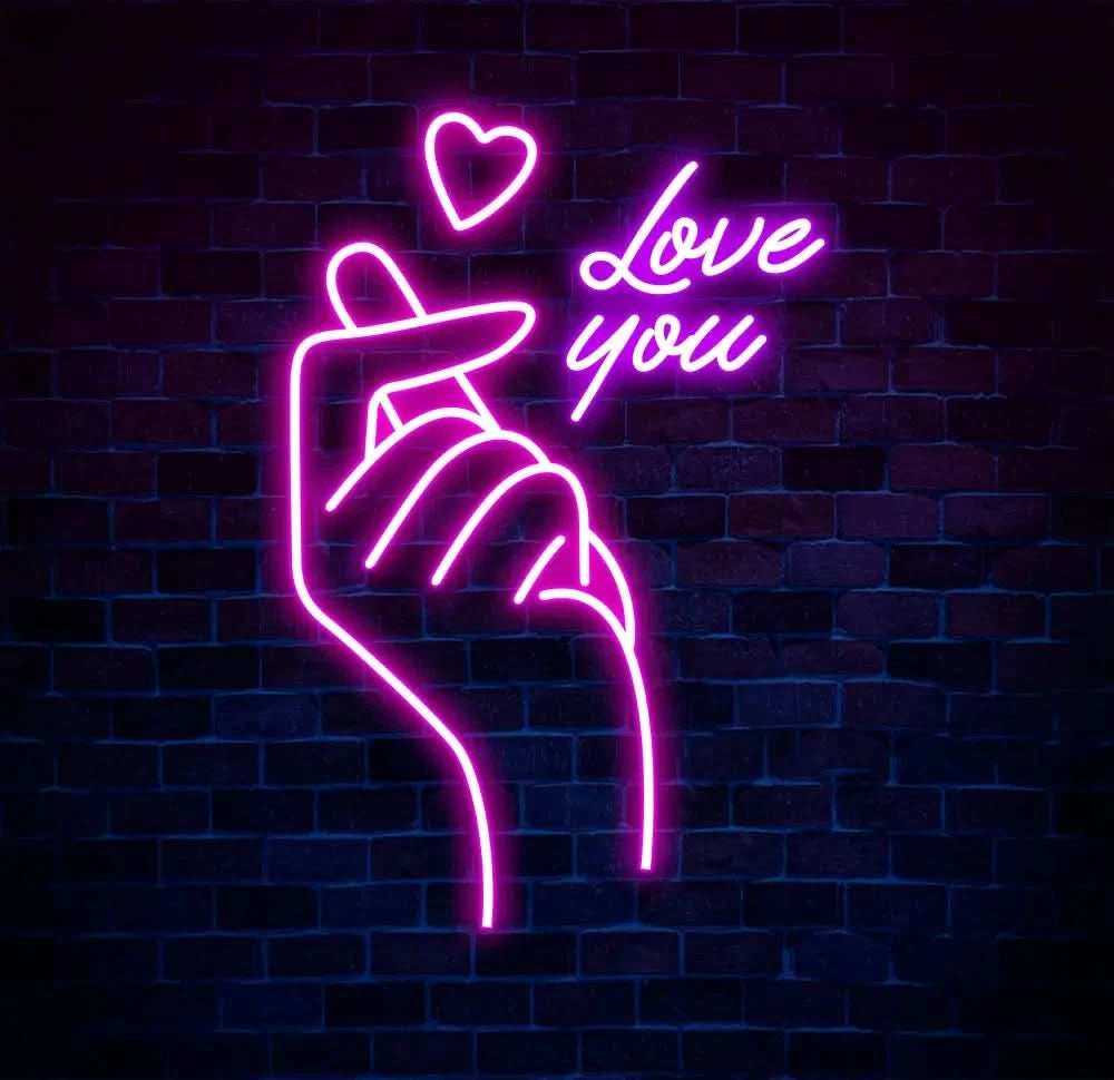 Finger Heart Neon Sign Hand Heart Neon Light Neon Sign For Bedroom Bar Pub Club Neon Sign Custom Love Led Home Decor