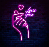 Finger Heart Neon Sign Hand Heart Neon Light Neon Sign For Bedroom Bar Pub Club Neon Sign Custom Love Led Home Decor