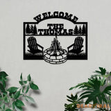 Fire Camp Family Name monogram Custom Wall Sign Personalized Metal Sign Camping Wall Decor Custom Metal Sign Camping