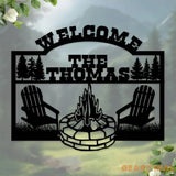 Fire Camp Family Name monogram Custom Wall Sign Personalized Metal Sign Camping Wall Decor Custom Metal Sign Camping