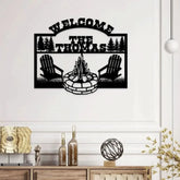 Fire Camp Family Name monogram Custom Wall Sign Personalized Metal Sign Camping Wall Decor Custom Metal Sign Camping