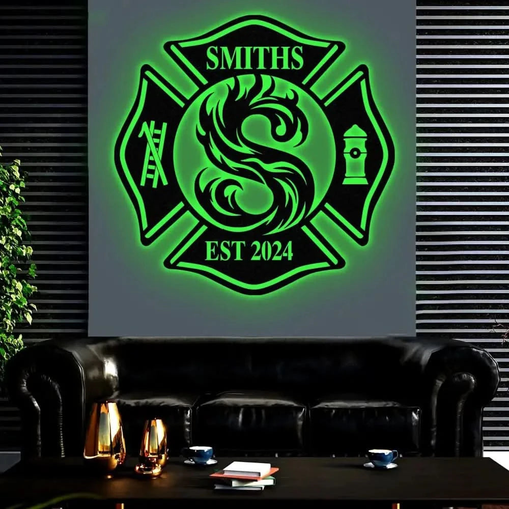 Fireman Sign with Last Name Personalized Metal Maltese Cross Sign Firefighter Gift First Responder Gift Fireman Metal