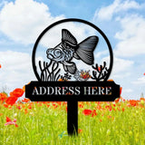 Fish Address Metal Sign Metal Stake Personalized Name Yard Sign Outdoor Door Garden Decor Metal Sign Address Number
