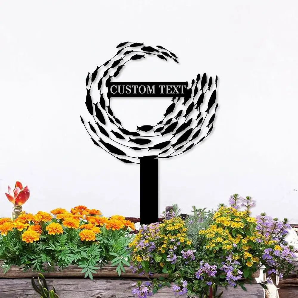Fishing Art Metal Sign Metal Stake Personalized Name Yard Sign Outdoor Door Garden Decor Metal Sign Fishing Sign
